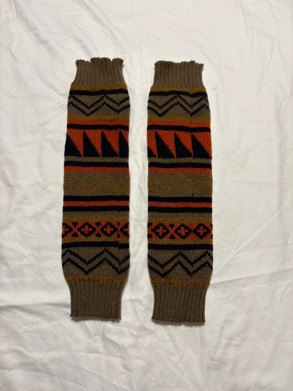 Vintage 2002 Y2K Wet Seal Earthy Geometric Knit Leg Warmers